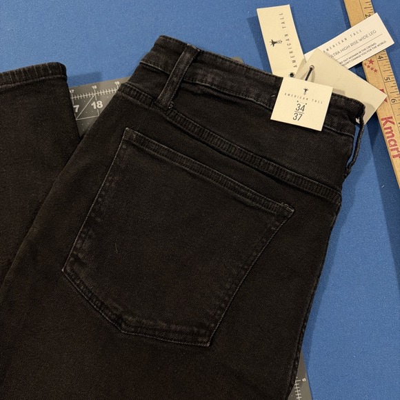 American Tall Stevie Jeans Size 34/37 Black Wide-Leg Ultra High Rise - New - Picture 3 of 12